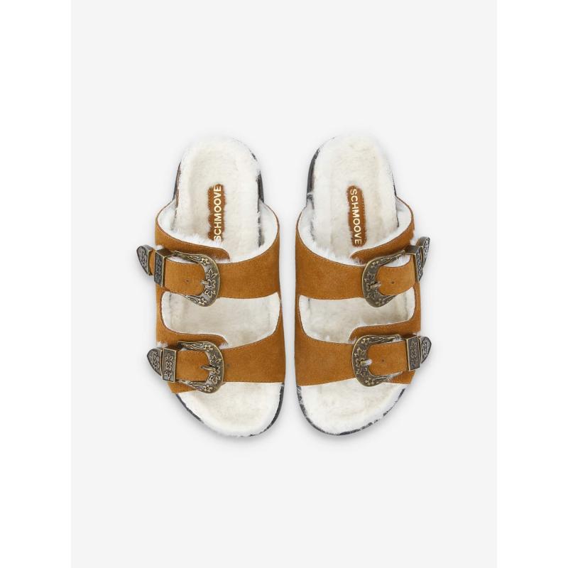 LUCIA BUCKLE W - SUEDE/FUR - COGNAC/DOVE
